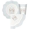 Generico kit n.2 carillon celeste battesimo bambino decorazioni piatti carta bicchieri tovaglioli carousel giostra giostrina baby carosello cavalluccio