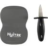 WDMT Huitre - Set di coltelli ostriche con tappetino in silicone professionale in acciaio inox con manico protettivo, colore: Grigio