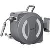 Aqualin Avvolgitubo Retrattile Elettrico Alimentato a Batteria Avvolgitubo da Giardino a Parete 30m+2m, Rotazione 180° Blocco Automatico e Riavvolgimento Include Fissaggi a Parete e Ugello Spray