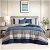 Comfort Spaces Set di biancheria da letto in microsuede di lusso per letto matrimoniale e grande con motivo a righe in colori contrastanti, retro invernale in morbida microfibra spazzolata, federe