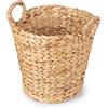 Compactor - Cesta Caracas tonda in giacinto d'acqua, artigianale, portaoggetti deco con manici, ideale in casa per biancheria e asciugamani bagno e cucina, libri, giochi, accessori armadio e ingresso
