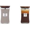 WoodWick candela grande profumata con stoppino scoppiettante | Focolare (Fireside) | Durata Fino a 130 Ore & Trilogy candela grande profumata con stoppino scoppiettante