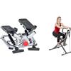 Sunny Health & Fitness Advanced Twist Stepper Machine w/Resistance Bands, Portable Mini + Row-N-Ride™ PRO Squat Assist Trainer, Rowing Machine w/Digital Monitor