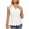 GRACE KARIN Camicetta da donna senza maniche, elegante colletto con chiusura lampo anteriore con volant sciancrato, business casual top, rosso mattone, S