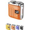 Generico Portable Rotary Dual Ring Electric Shaver, R-18 Luggage Electric Shaver, Mini Small Steel Cannon Rotary Dual Ring Razor for Men (Orange)
