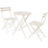 sweeek Set Tavolo da Giardino bistrot Pieghevole in Acciaio con 2 sedie, Ø60cm Beige - 60x60x71 cm