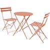 sweeek - Tavolo da giardino bistrot pieghevole in metallo + 2 sedute tomette Ø60 x 70 cm. Acciaio verniciato a polvere