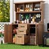 Rvjiahe Armadietto da giardino in legno di abete massello - Armadietto da giardino con 3 cassetti, 3 scomparti, parete forata in metallo e ripiani regolabili per terrazza, balcone