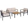 sweeek Salotto da Giardino in Alluminio e Polipropilene, 4 posti Antracite - 128x75x74.5 cm