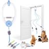 NEOVSUNY Giocattolo elettrico per gatti, interattivo con telecomando, da appendere, retrattile automatico, giocattolo interattivo per gatti, da appendere alla porta, con 3 topi, ricaricabile tramite USB