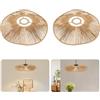 Haoxuesen 2 pezzi di paralume intrecciato, corda intrecciata a mano, corda di rattan retrò, montaggio a soffitto, paralume intrecciato, paralume a sospensione, decorazioni pronte, adatte per la decorazione di