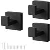 LWLWA 3 Pezzi Appendi Asciugamani Bagno Nero, Ganci Accappatoio Bagno in Acciaio Inox Quadrati con Accessori Montaggio, per Bagno, Cucina