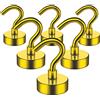FINDMAG Confezione da 6 ganci magnetici, 10 kg + (10 kg+) forti ganci magnetici, ganci magnetici per frigorifero, magneti al neodimio con gancio, ganci magnetici per crociera, asciugamani, garage (giallo)