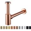 RANDOM Sifone rotondo in ottone, stile contemporaneo, 1 1/4 di scarico per lavabo, kit di scarico P, rame satinato, anche rame antico rosso (oro rosa spazzolato)