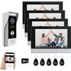 ANJIELO SMART Sistema videocitofonico a 4 fili Tuya WiFi 7 pollici Touch Screen 1080P Kit citofono intelligente Tuya APP con rilevamento del movimento, allarme anti-tamper, 32G (1 Campanello + 4 Monitor)