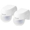 Garza - Confezione da 2 mini rilevatore di movimento a infrarossi per interni ed esterni, protezione IP44, tempo e luminosità regolabili, angolo di rilevamento 180°, bianco