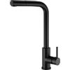 VALAZ Rubinetto Lavello Cucina con Doccetta Estraible Nero Opaco | Rubinetti Miscelatore Monocomando | Alta Pressione, Risparmio idrico, Girevole 360°, Installazione Veloce | Acciaio Inox, Serie Amur