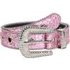 Lufdegim Cintura da donna con strass, cintura in vita lucida con strass, cintura in pelle con borchie, per cowgirl, jeans, pantaloni, vestiti, moda, Rosa-113 cm, 103x3.8cm