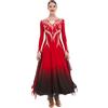 AAYXIN Abiti da Ballo Standard Vestito da Valzer Viennese Abito da Sala da Ballo Standard Abito da Swing Femminile Abito da Flamenco Moderno,Rosso,XXL