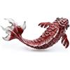 Crownofribbons Spilla da donna giapponese a forma di pesce koi, grande gioiello rosso e argento, in confezione regalo, smalto