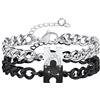 TIHNY Bracciali Coppia Puzzle in Acciaio Inossidabile, Regolabile 16-25 cm, Braccialetti Lui e Lei Coordinati, Regalo per Relazione a Distanza
