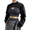 Sup-Coente Goth Fashion Crop Top Giacca per donne adolescenti ragazze junior o adolescenti, Nero 7., Small