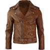 Infinity Leather Giacca Nocciola da Uomo in Vera Pelle e Zip Laterale Biker Brando Retro Vintage nocciola m