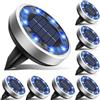 btfarm 8 Pezzi Luci Solari da Giardino, 8 LED Faretti Sepolta Solari a Led da Esterno, Lampade Solare da Terra IP65 Impermeabile per Prato Vialetto Scala Strade Paesaggio, Blu