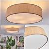 HOFSTEIN Plafoniera Foggia, lampada da soffitto in metallo/alghe mare/tessuto/plastica in nichel opaco/naturale/beige/bianco, lampada rotonda boho (Ø 50 cm), E27, per sala da pranzo, soggiorno, camera