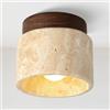 LIGINOK Plafoniera semi-incasso moderna lampada a sospensione soffitto in travertino giallo natura illuminazione da soffitto in legno per corridoio camera da letto sala da pranzo soggiorno