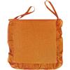 SaRani Cuscino Sedia con Balza e Laccetti, Coprisedia in Cotone Tinta Unita Melangiato con Volant (4, Arancione, 40x40 cm)