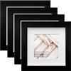 Dwitkul Set di 4 Cornici Foto 15x15cm Cornice Portafoto Quadrata in Legno MDF con Vetro Acrilico Passepartout per Montaggio a Parete o Tavolo (Nero)