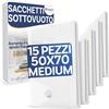 Stringari 15 Sacchi M 70x50 cm - Sacchetti Sottovuoto Vestiti con Spessore 90 Micron - Buste di Qualità Superiore per Piumoni - Sacchi Salvaspazio per Armadi e Cambio Stagione