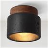 LIGINOK Plafoniera in pietra naturale e marmo retrò lampada da soffitto semi-incasso creatività lampada da soffitto lampada da soffitto in legno per ingresso camera da letto (nero)