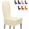 BANZAII TEXTILE INNOVATOR ONLINE Banzaii Coprisedia Elastico con Schienale Tondo 2 Pezzi, Coprisedia Universale per Sedie Cucina e Sala da Pranzo, Fodera Sedia Elasticizzata Lavabile, Panna
