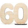 HAGEFOL Cartello in legno decorazione libro degli ospiti numero 60 per scrivere come regalo con supporto e portacandele compleanno per 60° compleanno, 60° anniversario o matrimonio