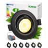 HOMEOW Faretti da Incasso Faretti per Cartongesso Ø68mm - 80mm Faretto LED Soffitto IP44 for Bagno Nero Interno, Recessed Spot Lights for Kitchen Orientabili AC 220V - 240V 4.7W 760LM 3000K, Set di 6