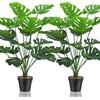 Lighterday Set di 2 piante finte, piante artificiali decorative per interni, grandi piante finte, palma artificiale alta, piante in plastica per ufficio, casa, interni ed esterni decorazione (2 vasi