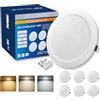 Sigmaled lighting - 6 Faretti LED da Incasso 18W, Spot Ultra Slim 1850 lm, 3 Colori Luce Calda Naturale Fredda, IP44 Bagno Interno Esterno Coperto, Cartongesso Soffitto, Foro Ø187-210 mm, 220-240V