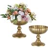 NUPTIO Vaso Fiori Dorati Anticato: 20,7cm Altezza Vasi in Metallo per Centrotavola Matrimonio Natale Tavola - Oro Finte Fioriera per Interno Esterno Decorativo Set Da 2