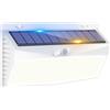 Peasur Luce Solare LED Esterno, 368LED Cornice Bianca Faretti Solari a Led da Esterno, Super Luminoso Faretto LED con Sensore di Movimento, IP65 Luci Solari Esterno