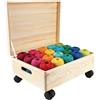 Creative Deco XL Grande Scatola in Legno Naturale baule con Ruote, Scatola Facile da Trasportare | 40x30x13cm | Coperchio e Maniglie | Contenitore Portaoggetti, Box Bambini Portagiochi Non Verniciato