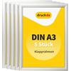 druck.de 5 cornici pieghevoli A3 per poster, cartelli, pubblicità, telaio in alluminio con profilo da 2,5 cm, adatto per montaggio a parete, protezione trasparente in plastica protegge il vostro