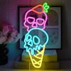 UExnkj-Y Insegna al Neon per Gelato Luce al Neon con Teschio di Gelato Insegna al Neon a LED per Halloween Neon Insegna USB per Dessert Snack Bar Negozio Festa di Halloween