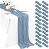 Pesonlook 24 confezioni di runner da tavolo in garza Dusty Blue, 300 x 120 cm, runner da tavolo in stile boho, runner da tavolo lungo rustico e romantico per decorazioni per matrimoni, doccia da sposa, Natale