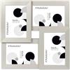 FRAMAI® Cornice per 4 foto, cornice in legno MDF, plexiglass infrangibile argento