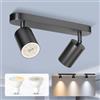 ALUSSO Faretti LED da Soffitto 2 Luci, Faretti a Parete GU10 Rimovibili Orientabili di 350°, 5W 2700K Nero Spotlight per Soggiorno, Camera da Letto e Corridoio incl. Lampadina GU10