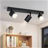 ZMH Plafoniera LED nera faretto da soffitto: lampada da soffitto GU10 faretti 3 lampadine, faretto da soffitto orientabile a 350°, lampada da corridoio moderna, cucina, senza lampadina