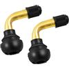 PaoWin 2 pezzi PVR50 stelo valvola piegato ad angolo di 90 gradi, stelo in ottone, base in gomma a scatto, compatibile con la maggior parte dei cerchioni senza camera d'aria, moto scooter ATV