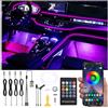 QAUBEN Auto illuminazione ambiente fibra ottica 64 colori musica suono attivo con telecomando RF + APP controllo auto kit di illuminazione dell'atmosfera decorativa DC 12V 1W 4m